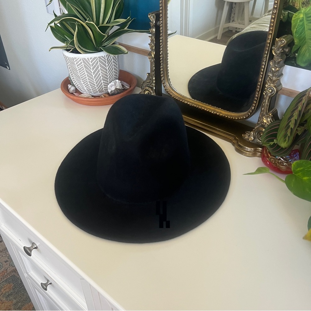 Gigi Pip Black Australian Wool Wide Brim Boho Hat 57 s/m